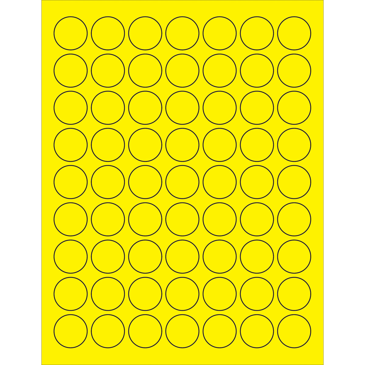 Fluorescent Yellow Circular Laser Labels - Pack of 6300 per Case