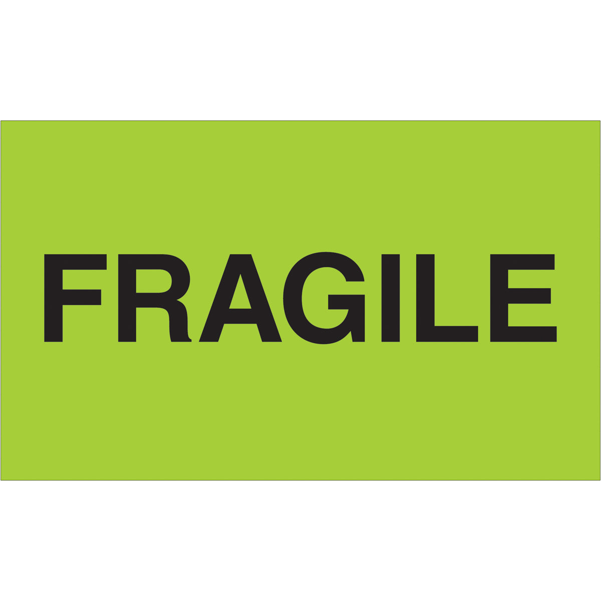 500-Piece Roll of 3 x 5 Fluorescent Green Fragile Labels