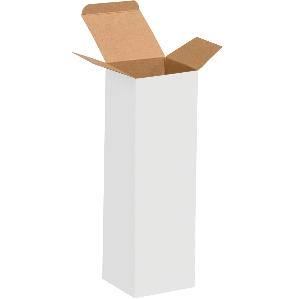 Case of 250 White 3x3x10 24pt Single-piece Folding Chipboard Cartons