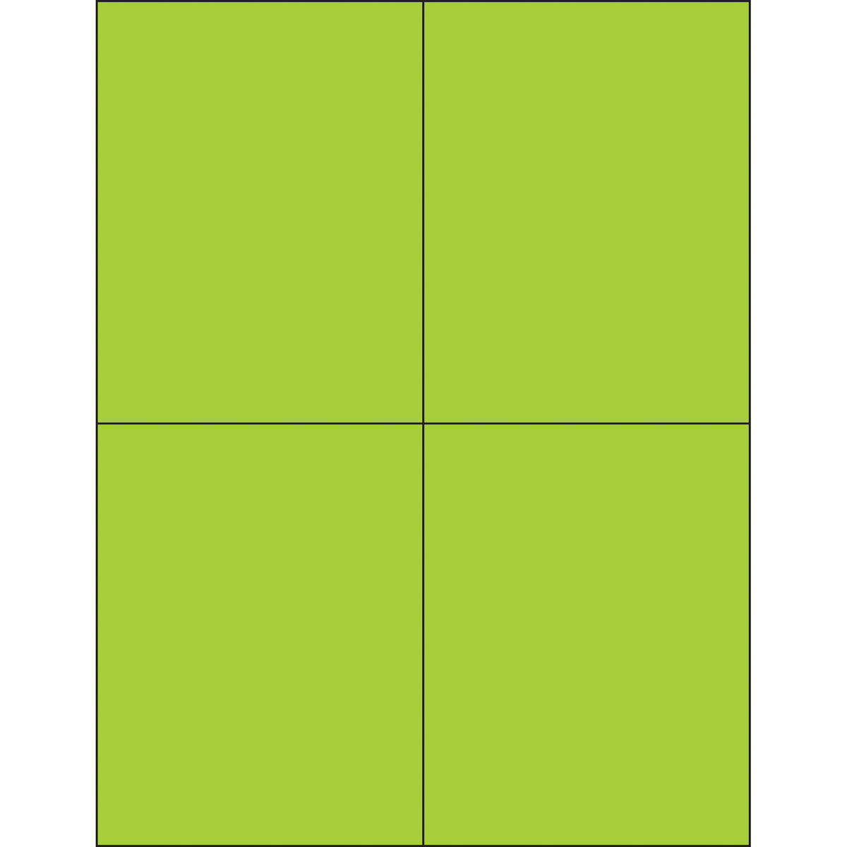 4 1/4 x 5 1/2 Fluorescent Green Rectangle Laser Labels - 400 Labels per Case for Laser and Inkjet Printers