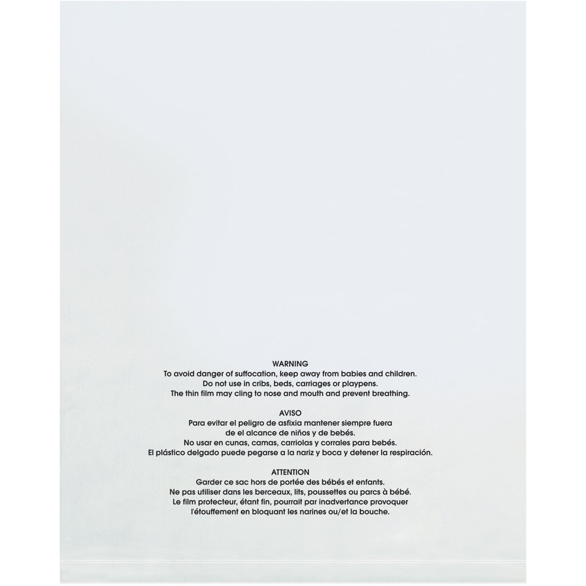 14 x 20 - 2 Mil Flat Poly Bags with Suffocation Warning, 1000 per Case