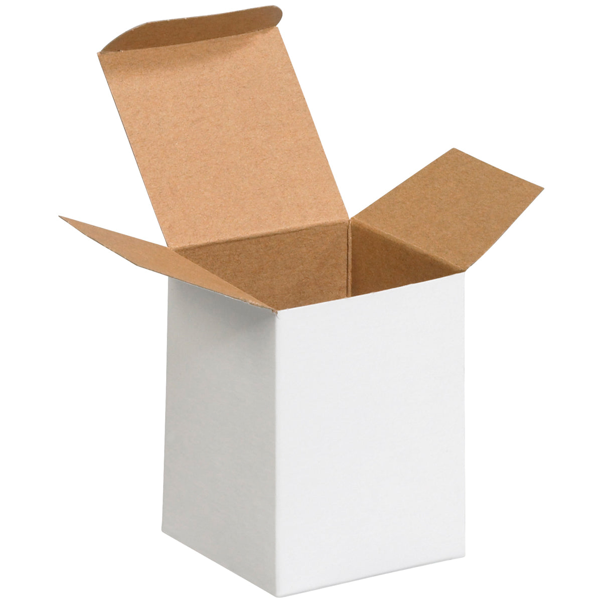 250/Case 3x3x4 White 24pt Single-piece Foldable Chipboard Cartons