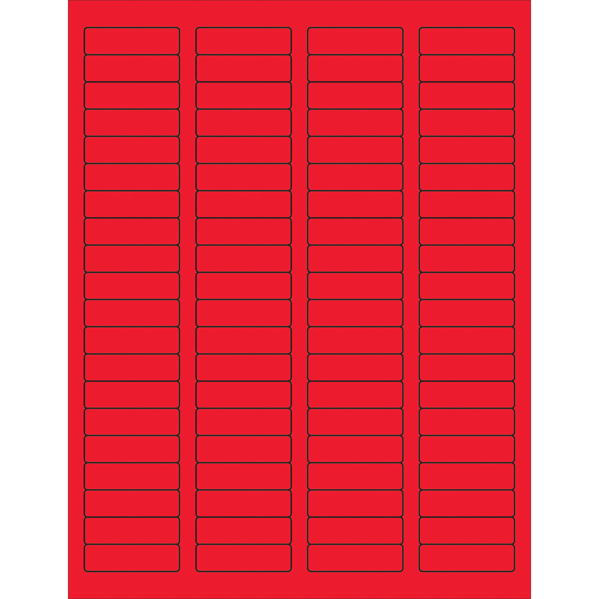Fluorescent Red Rectangle Laser Labels - Size 1 3/4 x 1/2, Pack of 8000 per Case