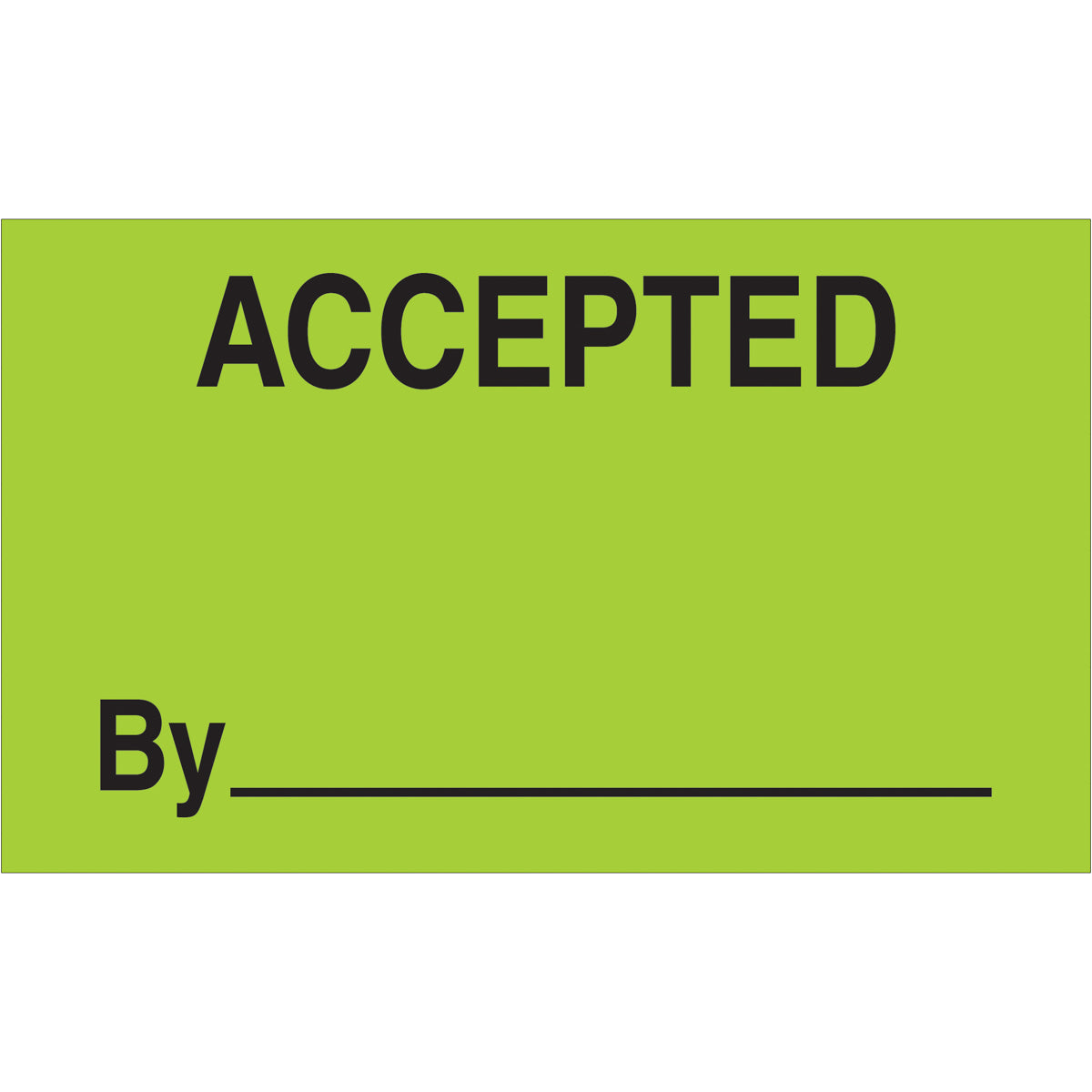 500/Roll of 3 x 5 Fluorescent Green 'Accepted By' Pressure - Sensitive Labels