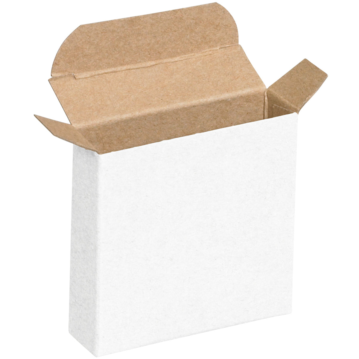 Case of 1000 White 3 x 7/8 x 3 Inch 24pt Single - Piece Chipboard Folding Cartons for Packaging