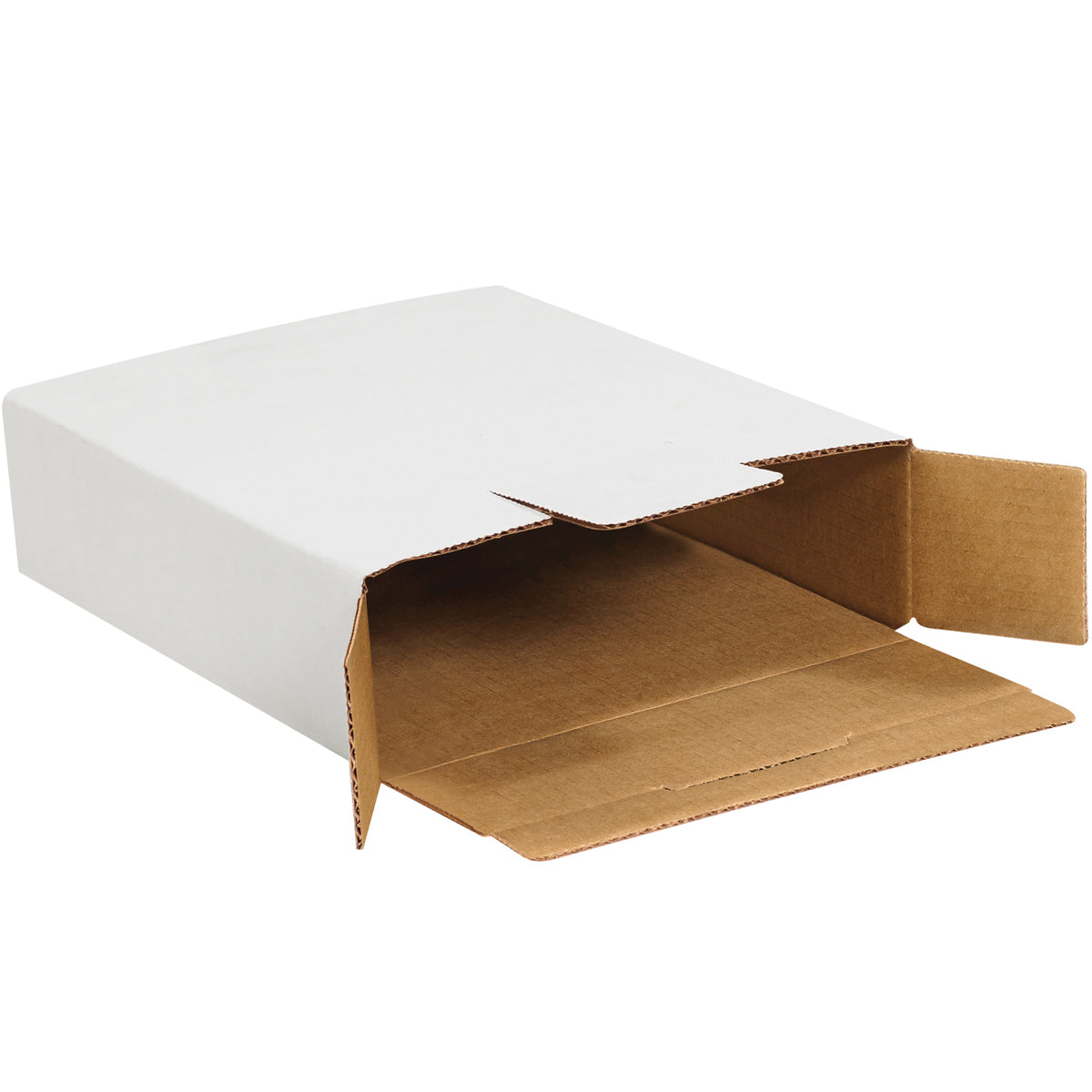 50-Piece Bundle of 11 1/8 x 8 5/8 x 2 1/2-Inch White Side-Loading Locking Corrugated Mailers for Shipping